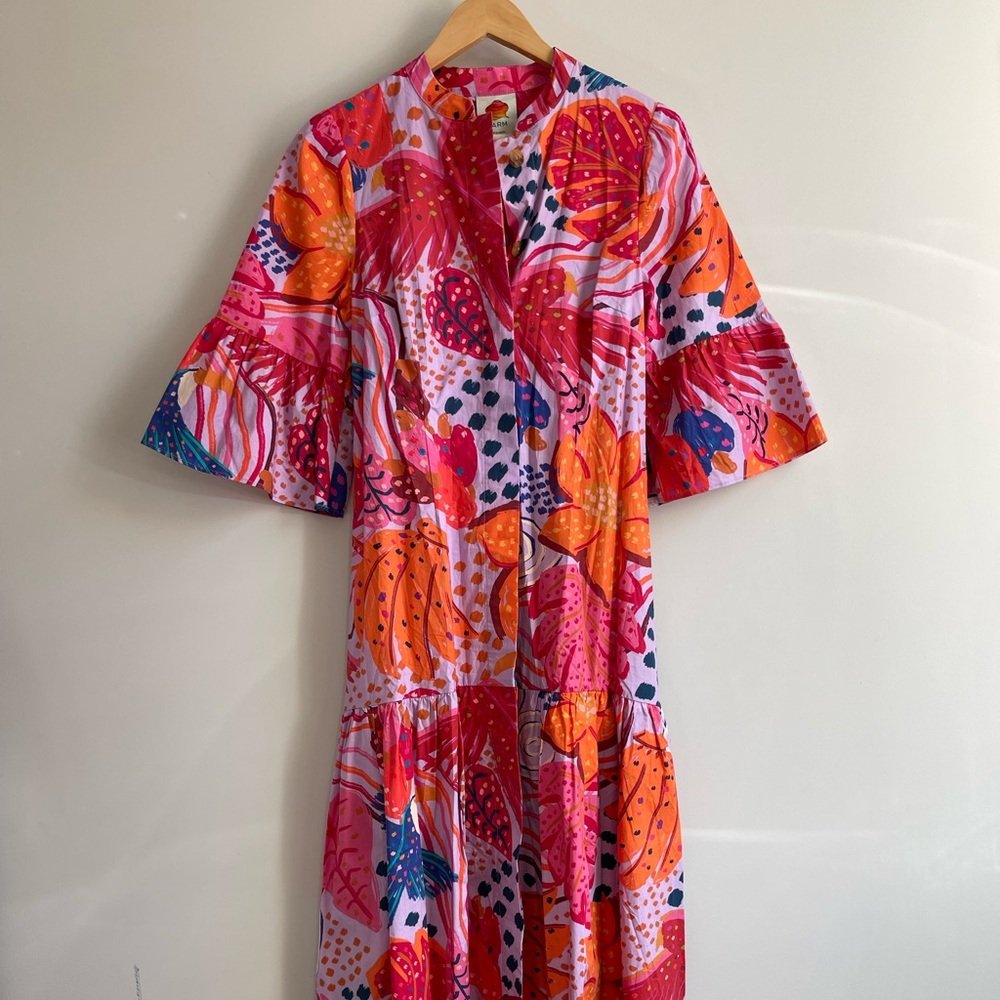 Farm Rio Vibrant Banana Print Midi Dress